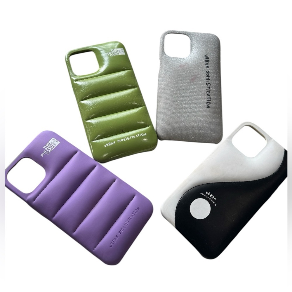 💜💚▪️Urban Sophistication BUNDLE/SET OF 4 12pro-max phone cases puffer cases▪️💚💜